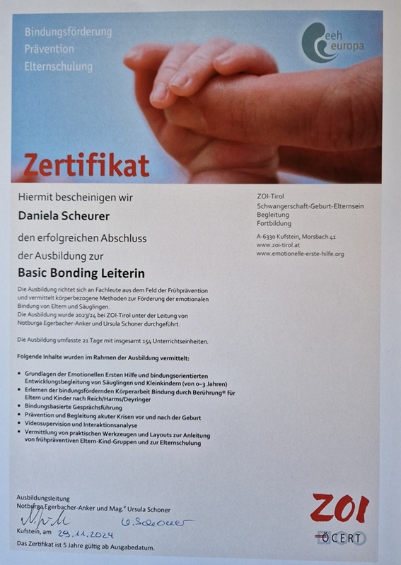 EEH Basic Bonding Zertifikat Scheurer